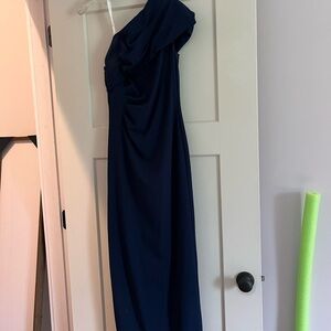 Asymmetrical Blue One-Shoulder Gown for Weddings